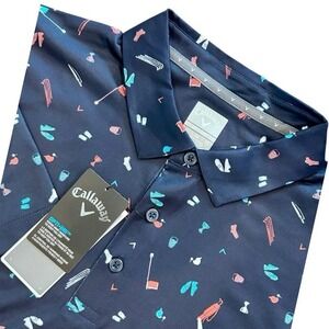 NEW Callaway Mens XL Golf‎ Polo Shirt Blue Stretch Opti Dri UPF Sun  PERFORMANCE